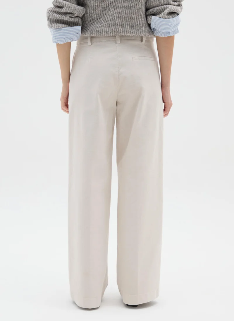 Ovs  OVS Beige Cotton And Velvet Trousers Regular Fit for Women | Best Price UAE